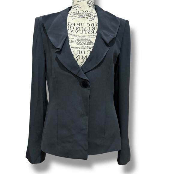 Armani Collezioni Italy Size 8 Ruffle Collar Blazer Jacket - Capsule Neutral - Picture 1 of 7